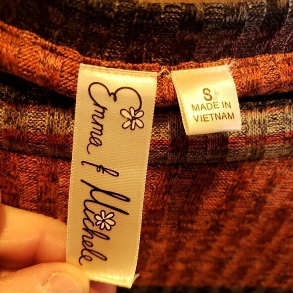 Emma & Michele Womens Brown Orange Stripe Ribbed Knit Midi Dress Small - Picture 4 of 6